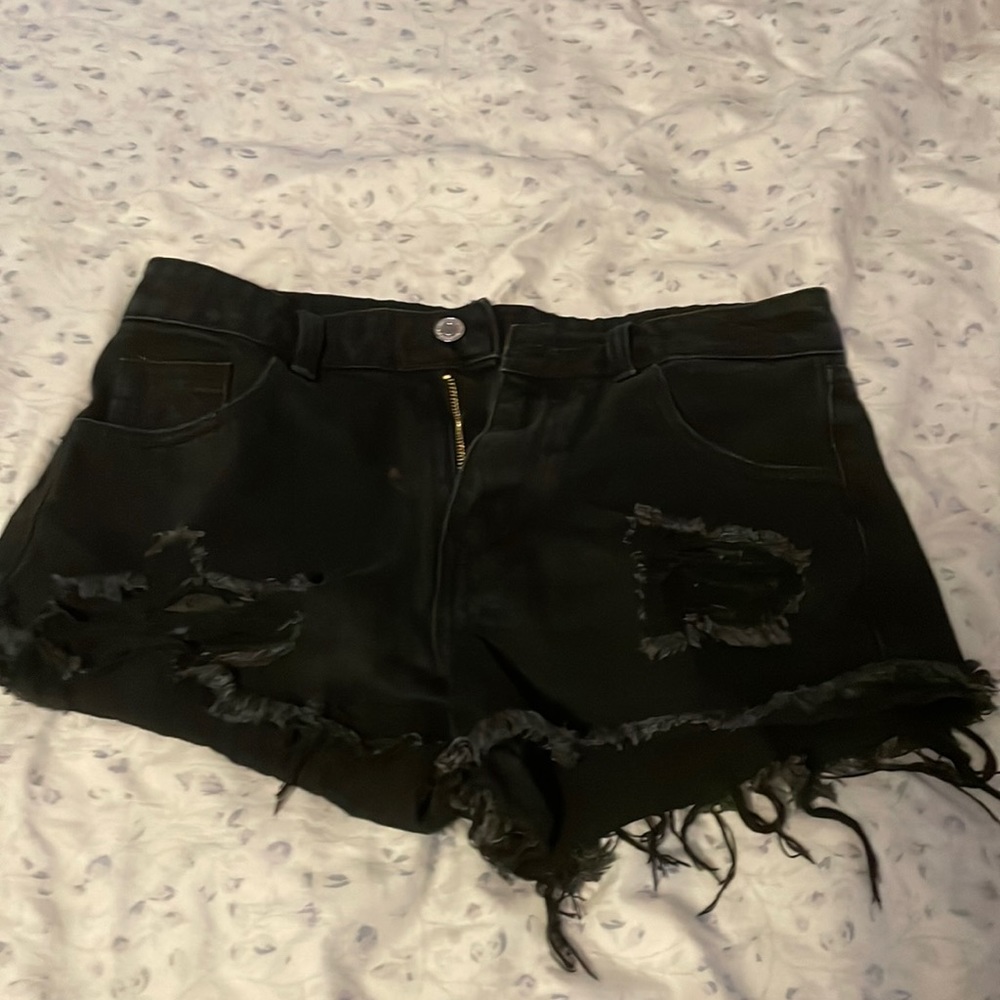 shein black denim shorts size medium